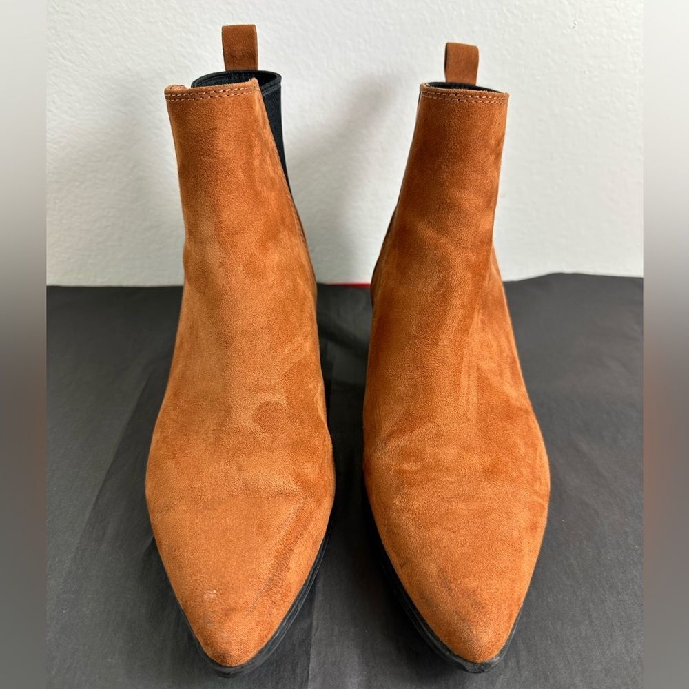 A New Day Gwen Women’s Cognac Brown Faux Suede Ankle Boots Comfort Heel, Sz 7 - Picture 2 of 13